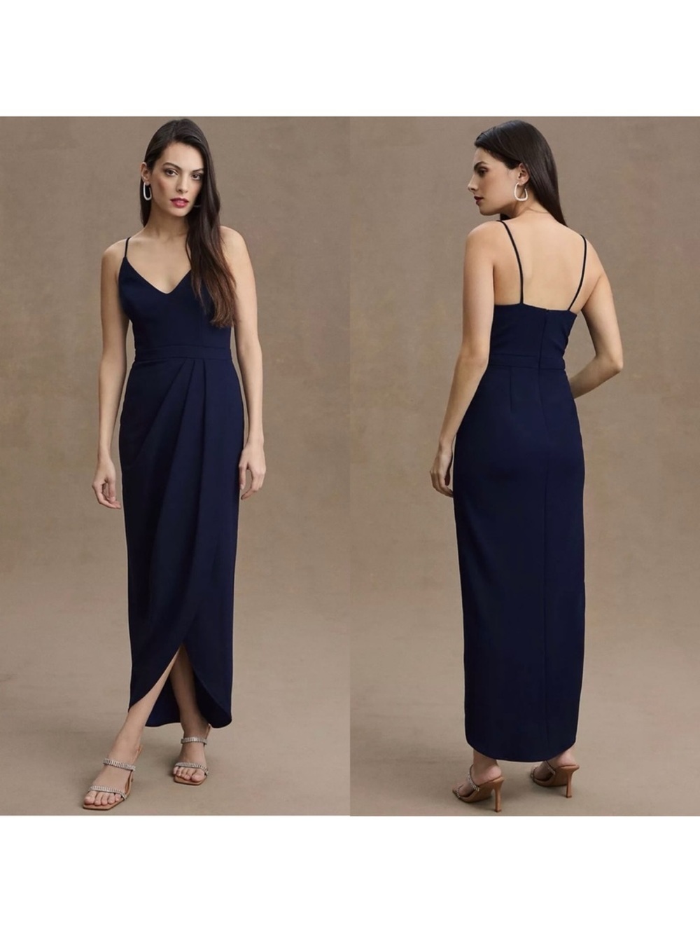 NWT BHLDN Lyra Navy Blue V-Neck Tulip Maxi Dress Bridesmaid Formal Gown Size 4